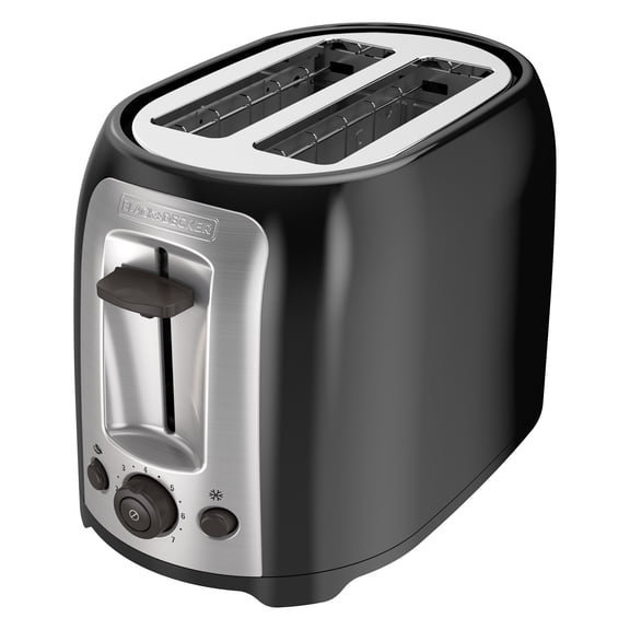 BLACK DECKER 2-Slice Extra Wide Slot Toaster, Black/Silver, TR1278B