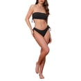 thumbnail image 2 of INSPIRAR CHIC Conjuntos de Bikini de Dos Piezas para Mujeres con Tirantes de Banda y Lazo Lateral, Parte Superior Sin Tirantes y Parte Inferior en Forma de Triángulo, Trajes de Baño Medianos en Negro, 2 of 5