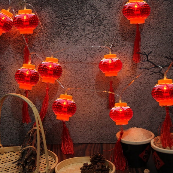 Red Lantern USB String Lights China Wedding New Year Decoration 78in