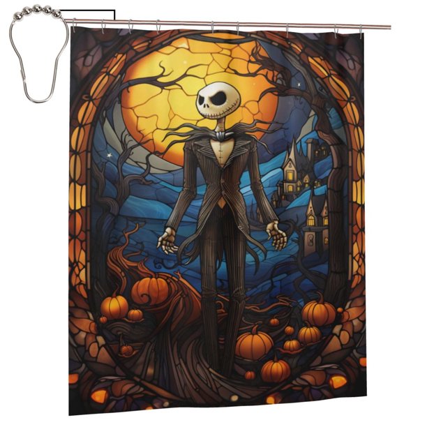 Cortina de ducha de Jack Skellington, juego de cortinas de ducha con dibujos animados encantadores para el baño de niños, niñas, dormitorios universitarios, accesorios de decoración de baño a prueba