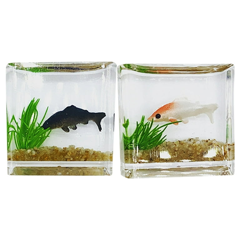 HOMEMAXS 2Pcs Miniature Fish Tank Models Lifelike Tiny Aquariums Desktop  Miniature Fish Tanks Mini House Decors 