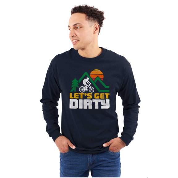 Let's Get Dirty Mountain Bike Outdoor Plus Size Long Sleeve Graphic Tee Shirt Brisco Brands 2X