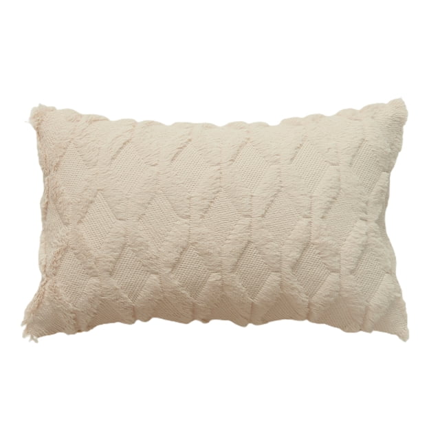 HEVIRGO Throw Pillow Cover Geometric Tear Resistant Plush Solid Color Simple Style Cushion Case for Bedroom
