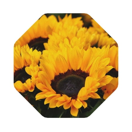 

Salouo Flower Bush Sunflower Print Round Coaster Drink Coasters Leather Bar Beer Beverage Coasters for Drinks Set of 4 for Tabletop Protection Coffee Table Decor