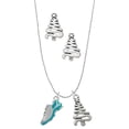 thumbnail image 1 of Delight Jewelry Silvertone Running Shoe Teal Silver tone Zig Zag Christmas Tree Charm Necklace and Stud Earrings, 1 of 4