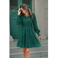 thumbnail image 6 of Women's 2023 Casual Long Sleeve Smocked Crew Neck Elastic Waist Flowy Tiered Mini Dress, 6 of 8