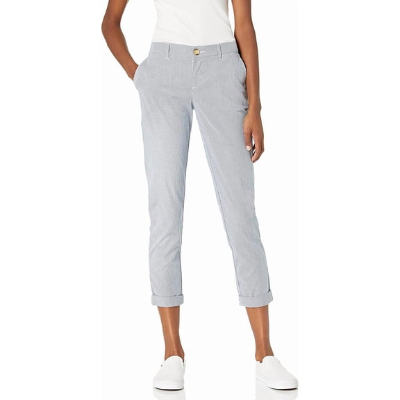 Tommy Hilfiger Womens Relaxed Fit Hampton Chino Pant Standard and Plus Size Relaxed Blue/White 10