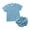 Blue, variant on Odeerbi Infant Two-piece Set Toddler Boys Summer Cotton Linen Outfits Baby Clothes Kids 2025 Casual Solid Crepe Gauze Short Sleeve T-shirt Shorts Set Blue
