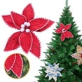 thumbnail image 2 of Christmas Artificial Poinsettia Flowers for Xmas Tree Decorations,9 Inches Jumbo Poinsettia Decor for Tree,Christmas Tree Garland Wreath Filler Ornaments for Home Party Xmas Decor, 2 of 7