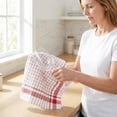 thumbnail image 5 of Unique Bargains 2Pcs Plaid Absorbent Quick-Drying Kitchen Towels Red 28" x 16", 5 of 8