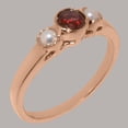 thumbnail image 2 of LBG British Made 18k Rose Gold Genuine Natural Garnet & Cultured Pearl Womens Statement Ring - 33 size options - Size 5.5, 2 of 7