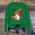 thumbnail image 2 of Halloween Sweatshirt for Women Sweatshirt Casual Long Sleeve Graphic Tee Crewneck Pullover Top for Women Hoodless Style Green XXL, 2 of 4