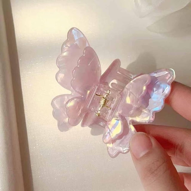 LEEYNEER Griffe de Cheveux Papillon Fée Crabe en Acétate Pince à Cheveux Duveteuse Douce