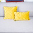 thumbnail image 4 of Almohada clásica de terciopelo holandés a cuadros con bola de lana de encaje, cómoda y exquisita funda de almohada duradera, 4 of 5
