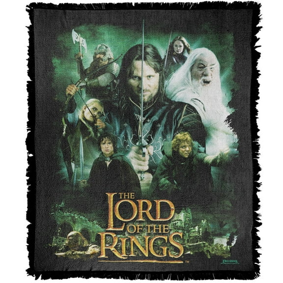 The Lord of The Rings Blanket, 50'x60' Hero Group Woven Tapestry Cotton Blend Fringed Throw Blanket