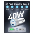 thumbnail image 3 of Car Charger, 2-Pack 40W Dual Port Fast USB C Charger Power Lighter Adapter with 3FT to Cable, 3 of 6