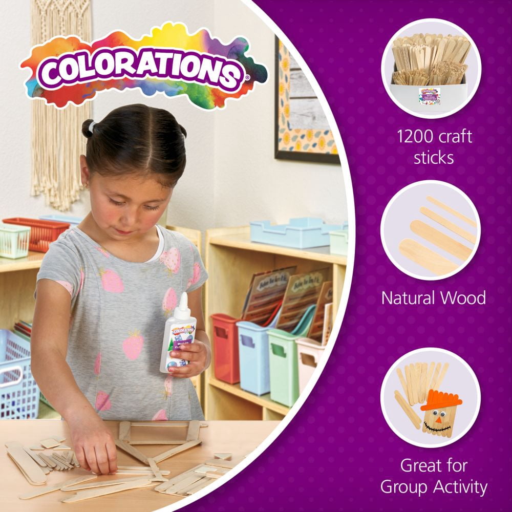 Colorations Natural Craft Stick Classroom Pack - 1, 200 Pieces