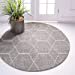thumbnail image 3 of Unique Loom 3146489 5 x 5 ft. Geometric Trellis Frieze Round Rug, Light Gray, 3 of 15