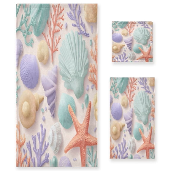 Three-Piece Towel Set Face Towel Towel Set Hand Towel Bath Towel Cotton Bath Towels Bath Towel Sets Hand Bath Towels Colorful Shells