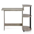 thumbnail image 4 of Pemberly Row Wood Compact Computer Desk with Shelves in French Oak Gray/Black, 4 of 5
