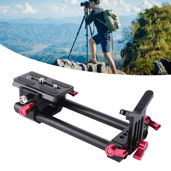 DSLR Camera Quick Release Base Kit, Camera Rail Riser Rig System Universal Support Rain Resistant Adjustable Length Clamp 15mm Dual Rod for Cage