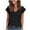 *Black, variant on ClodeEU Women's Cutout V-Neck Ruffle Short Sleeve T-Shirt ,Casual Flounce Sleeve Tee Yellow,Womens Plus XL
