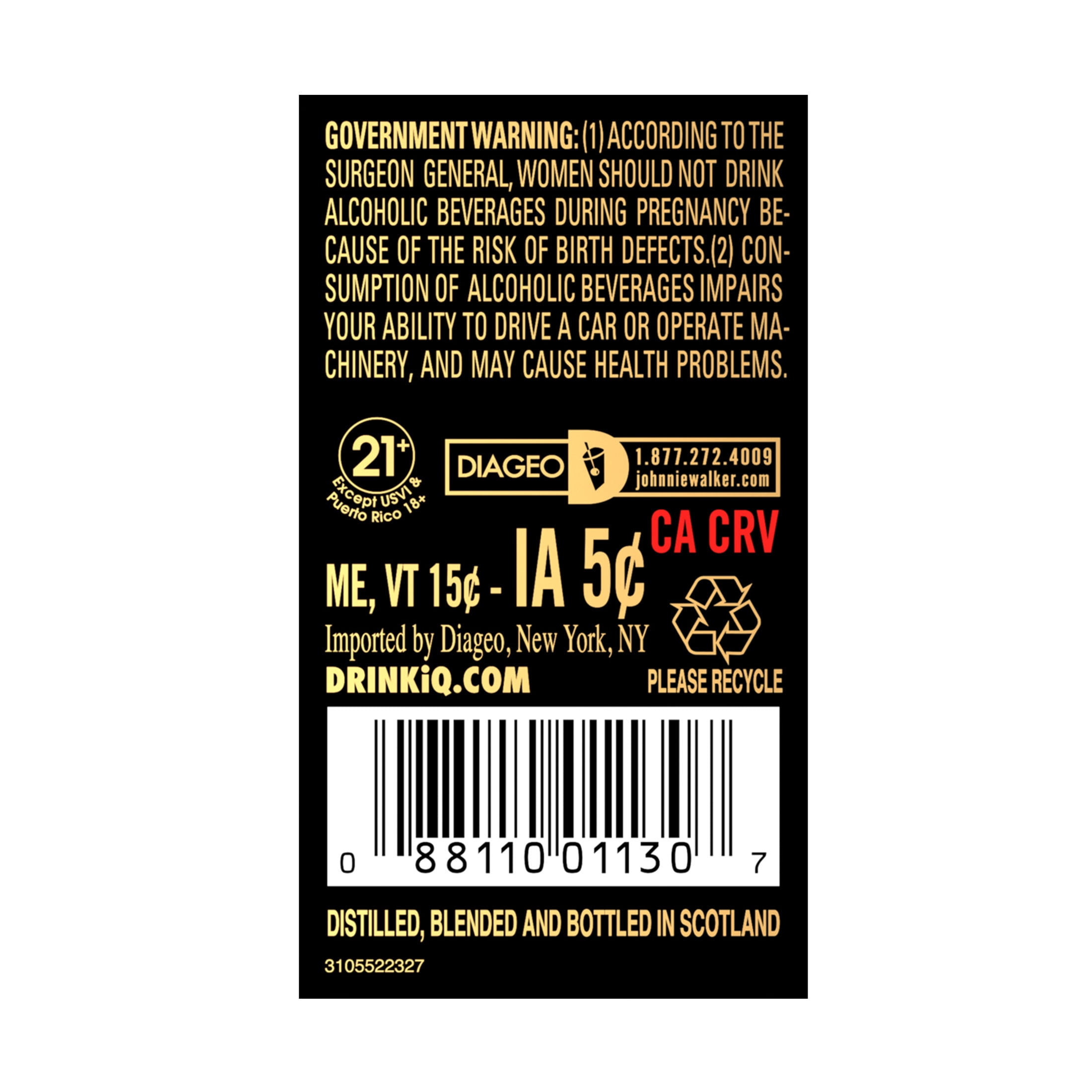 Johnnie Walker Black Label Blended Scotch Whisky, 750 mL, 40% ABV