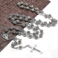 thumbnail image 4 of Rosary Catholic Necklace Lady Girl Silver Rose Metal Prayer Rosary Chain Cross Christian Jewelry Gift For Women Men D5qb, 4 of 5