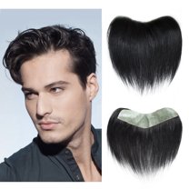 viviabella Frontal Hairpiece for men Natural Black Hair Extension Hairline Loss Straight Tape in Human Hair Toppers Replacement Toupee