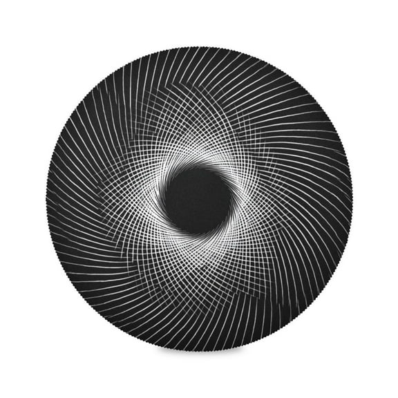 Round Placemat Heat Resistant & Wrinkle-Free Dining Table Decor Placemat For Home & Weddings Black White Spiral