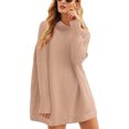 thumbnail image 1 of TIMIFIS Chandails pour Femmes Col Roulé Manches Chauve-Souris Ourlet Haut Bas Tricot Gaufré Décontracté Ample Tunique Mode Automne, 1 of 6