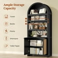 thumbnail image 6 of 81" Tall Arched Kitchen Pantry Storage Cabinet, 6-Tier Bookcase with 2 Doors for Living Room, Kitchen, Home Office, Black+Oak, 6 of 8