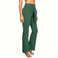 thumbnail image 6 of AKOEE Flared Leggings for Women Tie Front Skirted High Waist Stretchy Bell Bottoms Yoga Workout Casual Pants (M, Green), 6 of 8