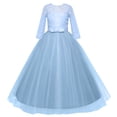 thumbnail image 3 of OBEEII Kids Girls Formal Party Dress 3/4 Sleeve Full Length Princess Dresses Girls Birthday Party Dress 170 sky blue, 3 of 5