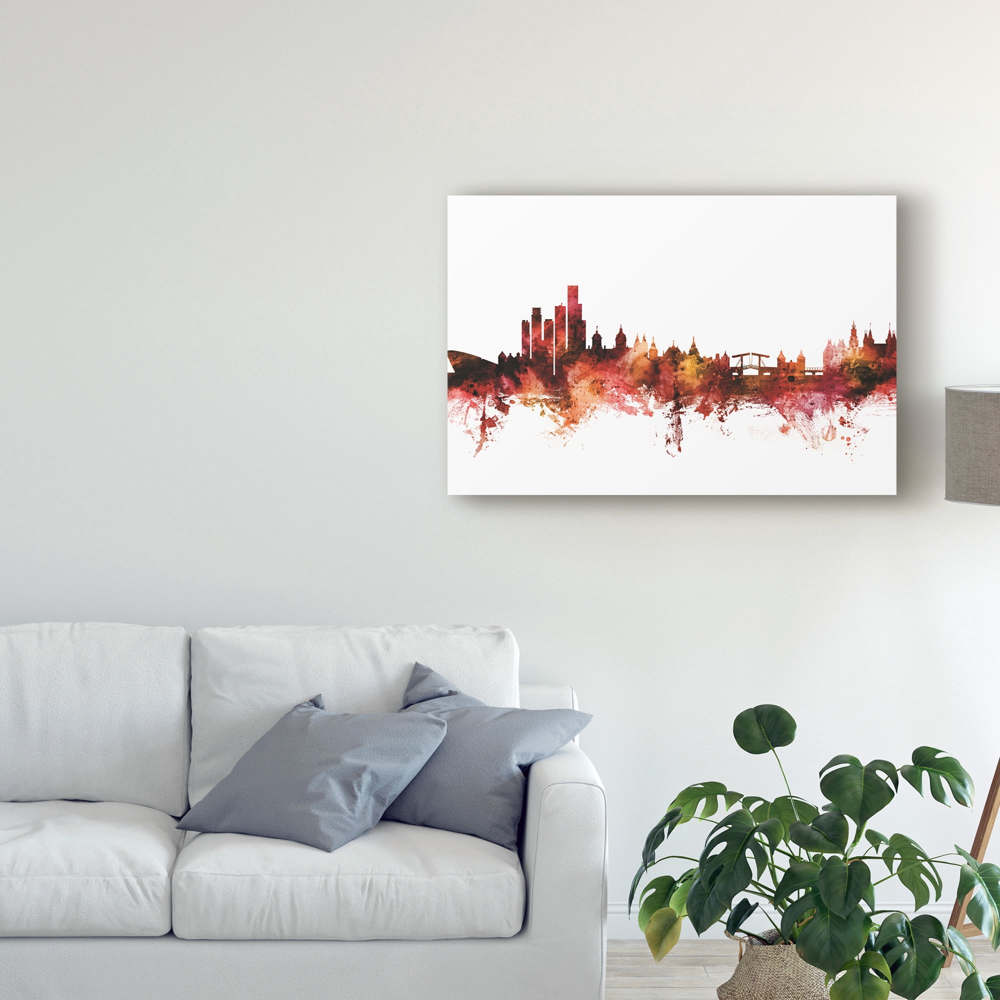 Trademark Fine Art 'Amsterdam The Netherlands Skyline Red' Canvas Art by Michael Tompsett