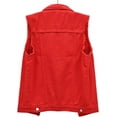 thumbnail image 2 of XINQIHANG Women's Ripped Lapel Collar Button Up Sleeveless Frayed Denim Vest Jacket, 2 of 7