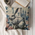thumbnail image 3 of JRXY Couch Throw Pillows Rustic Blue Dutch Rabbit Cushion Pillow Cover Floral Chinoiserie Rabbit Pattern Modern Pillow Cover Modern Decorative Pillow Covers for Couch Sofa Bedroom Car White, 3 of 5