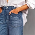 thumbnail image 4 of Mid Waist Wide Leg Jeans for Women Straight Washed Denim Jeans (Blue XXXL), 4 of 5