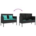 thumbnail image 5 of vidaXL Garden Bench with Cushions Black Poly Rattan, 5 of 5