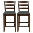 thumbnail image 5 of Topbuy Set of 2 Bar Stool Vintage Upholstered Dining Chair with Backrest and Footrest Brown&Gray, 5 of 9