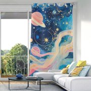 Starry Sky Planets Blackout Curtain Panels Drapes Privacy Assured with Light Filtering Curtains for Living room Bedroom Bathroom Window