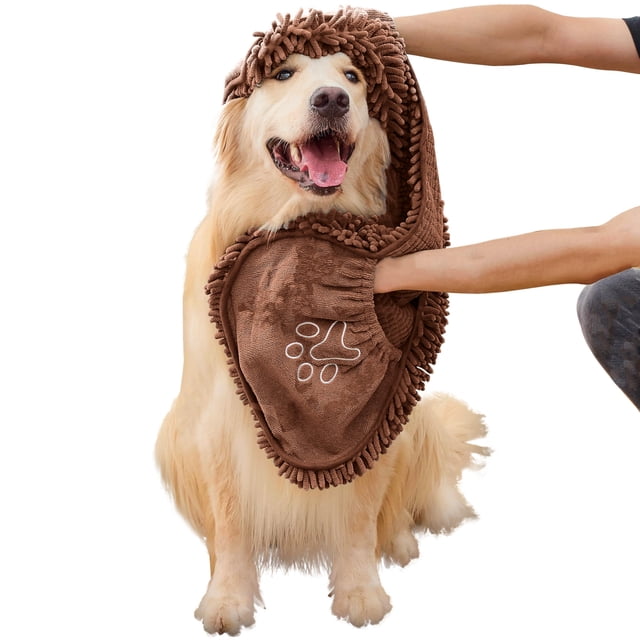 Toalla para perro EDENATURE de microfibra súper absorbente con bolsillos para las manos