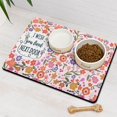 thumbnail image 3 of Boho Retro Floral Pet Feeding Mat-Colorful Floral Absorbent Pet Placemat for Food and Water Bowl, with Waterproof Rubber Backing, Quick Dry Water Dispenser Mat for Dog and Cat (16"x24"), 3 of 6