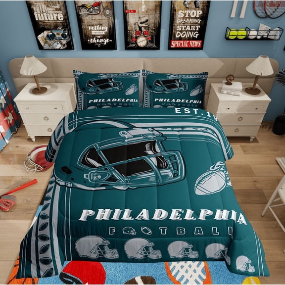 Erosebridal Teens Ball Sport Comforter Sets Twin Size, Retro Rugby Comforters & Duvets, American Football Decor, Lightweight 2pcs