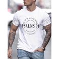 thumbnail image 1 of Men's Casual Crew Neck T-Shirt, Knit Fabric, Short Sleeve, Regular Fit, with Psalms 91 Print, for All-Season Top, 1 of 8