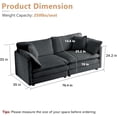 thumbnail image 2 of YWEN Luxury Loveseat Sofa Couch, 76" Modern Chenille Deep 2-Seater Cloud Couch with 2 Armrest Pillows and 2 Toss Pillows, Love Seat for Living Room Bedroom Office Apartment, Grey, 2 of 15