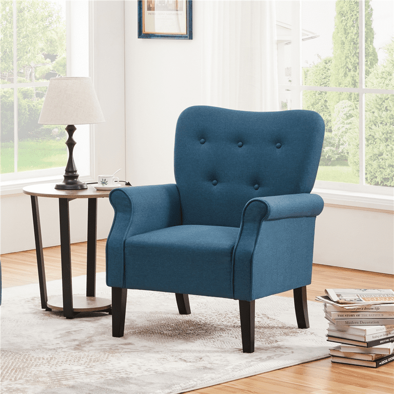 Alden Design Modern Upholstered Fabric Accent Chair with Wooden
