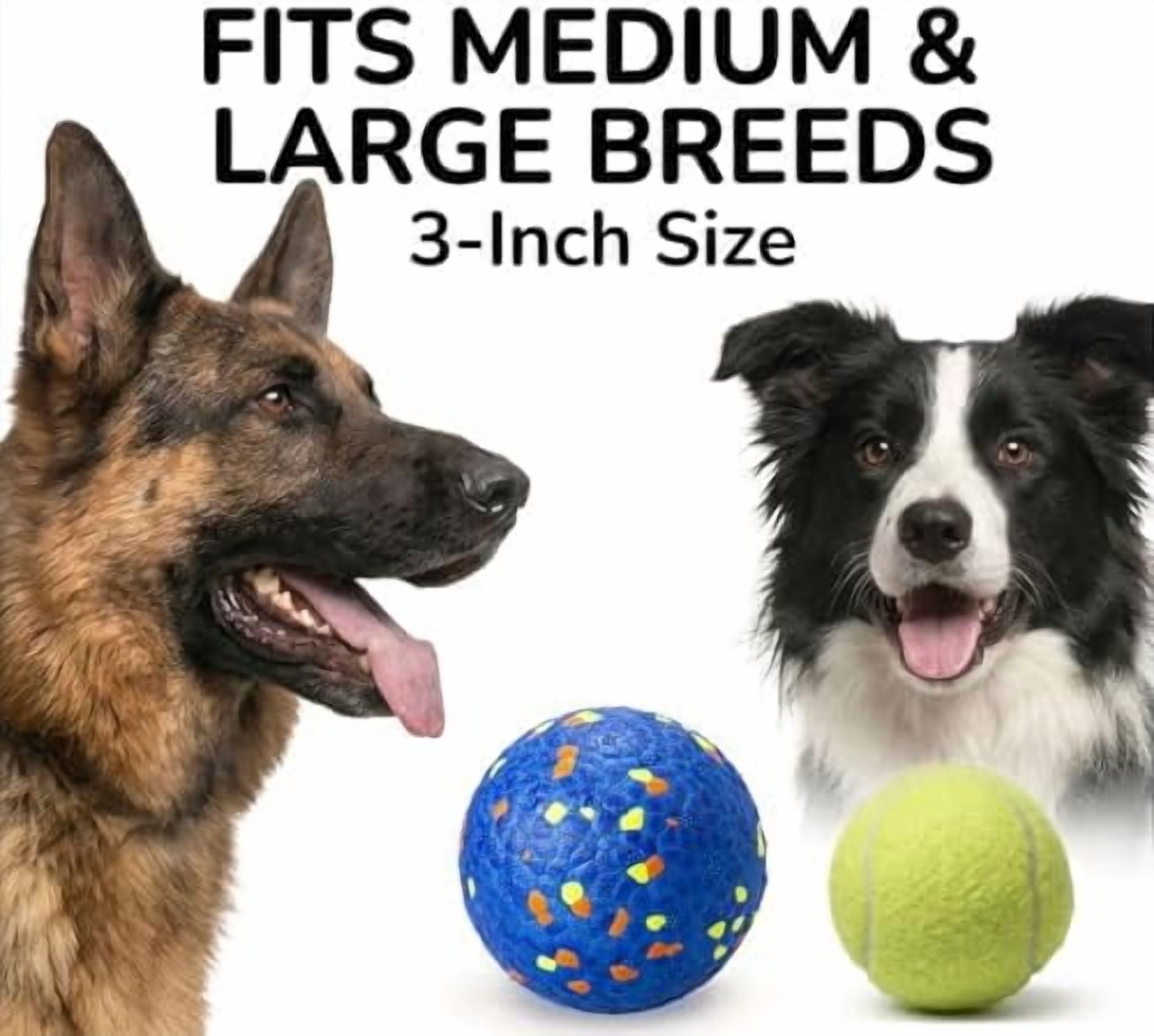 Dog Ball Toys Dog Tennis Ball for Aggressive Chewers Indestructible Bouncy Lightweight Water Toy Fetch Ball for Large Medium and Small Dog Blue & Orange (2-Pack),Medium (3" diameter)