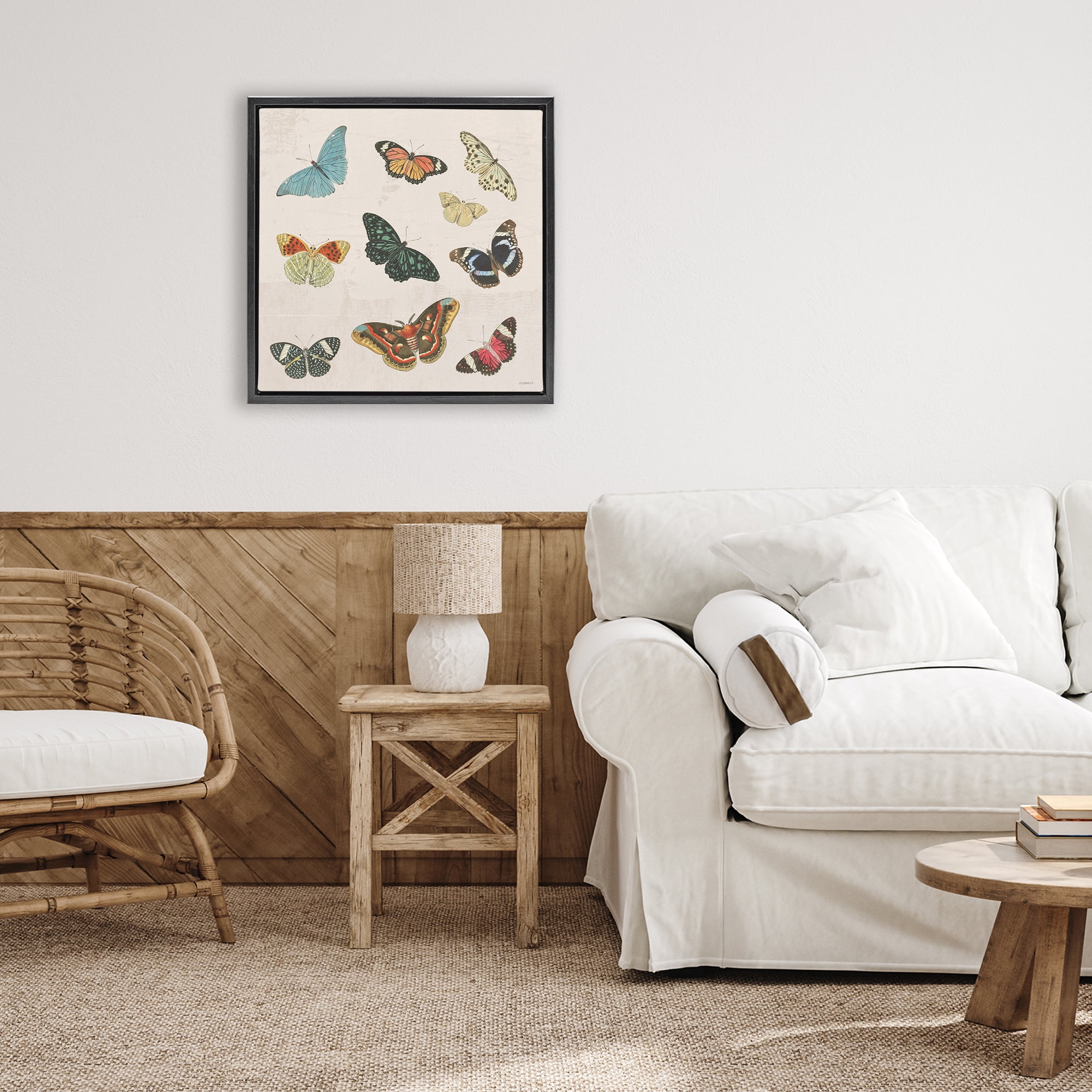 Stupell Industries Vintage Butterfly Flight Black Framed Floater Canvas Wall Art, design by Dan Meneely