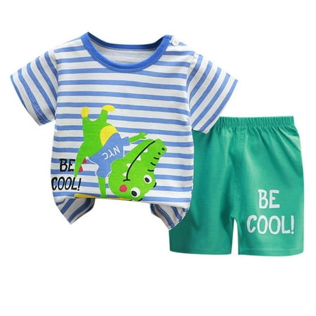 RMGVDSD Toddler Baby Boy Clothes Cute Artoon Print Short Sleeve T Shirt and Shorts Set Children s Casual 2 Piece Summer Outfits 7-8 Years
